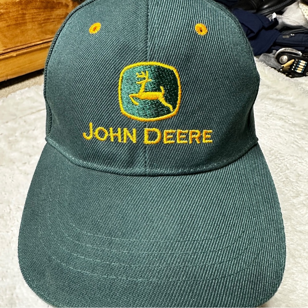 John Deere Embroidered Wool Blend Baseball Cap Hat Dark Green Adult Unisex OS - Picture 3 of 9
